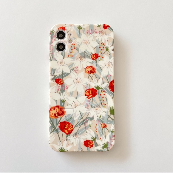 Iphone 11 12 XR 7 8 SE 2020 XS Flowers Kickback Stand Case - Picture 4 of 8